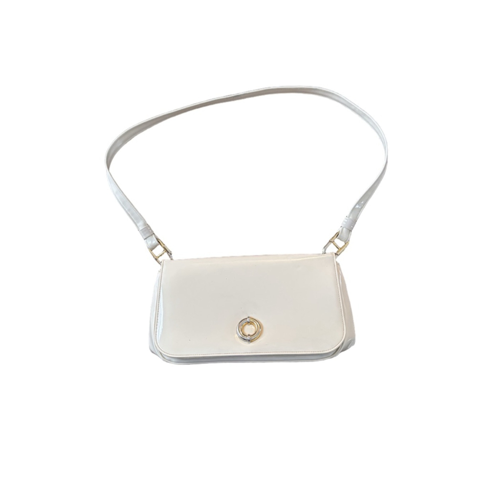 Women's Vintage Lewis Off-White Patent Leather Shoulder Bag One Size